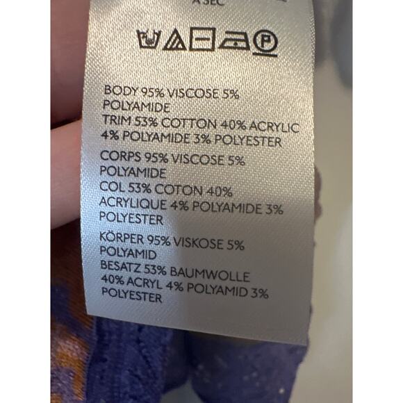 Anthropologie NWT Purple Flounce Knit Tassel Tie Strap Cropped Tank Top Sz Large - Picture 10 of 12